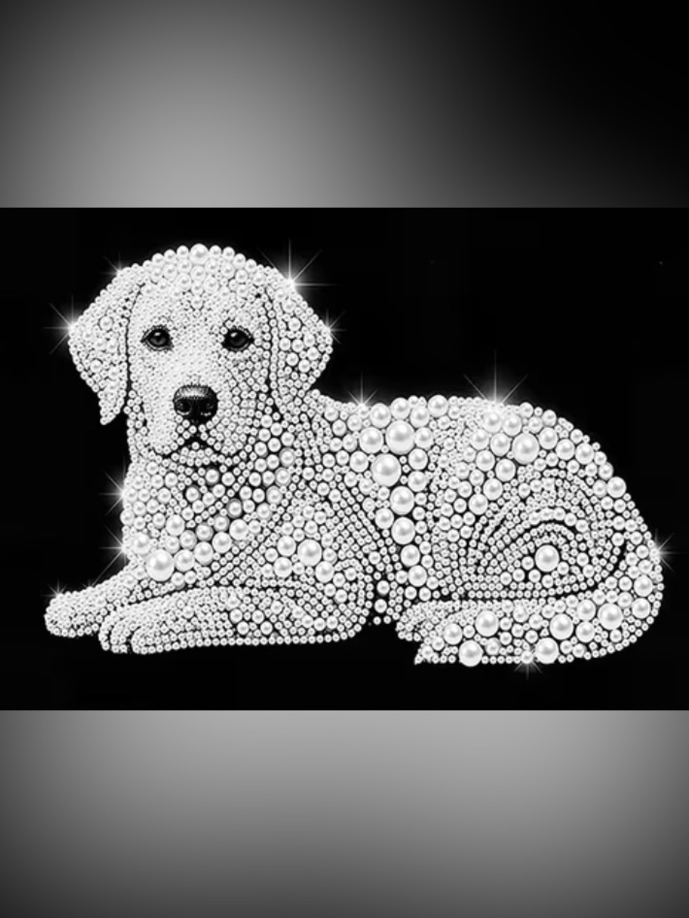 (204p) DIY Diamond Pearl Partial Painting Kit Pearl Dog Wall Decor